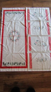 CHRISTMAS Vintage SNOW DAY TABLE RUNNER & 4 PLACEMATS Fabric Panel - 2000's - Picture 1 of 3