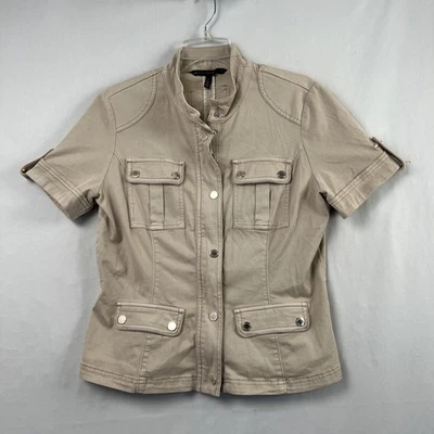 Chaqueta utilitaria White House Black Market para mujer 10 broches tostados elásticos informales Foto 1 de 4