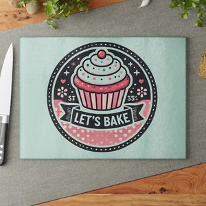 Let's Bake Glas Schneidebrett, Geschenk für Mutter/Schwester/Tante/Großmutter, - Bild 1 von 5