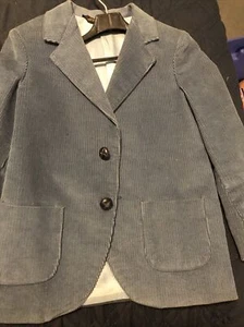 Vintage Boys Corduroy Jonathan Michael Size 5S Blazer Suit Blue With Pockets - Picture 1 of 5