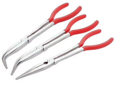 BGS TECHNIC 3 x Profi Telefonzange Spitzzange Langbeck Radio Zange 45° 90° Winkel Flachzange