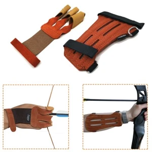 Archery Three Finger Arm Protective Bow Arrow Hunting Shooting Guard Gear - Picture 1 of 10