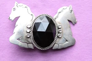 Vintage Metal Hand Made Horses Belt Buckle - Picture 1 of 4