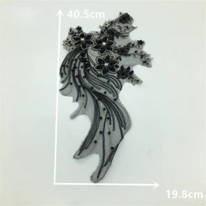 1X Mesh Lace Rhinestone Applique Beaded Floral Patch Accessories Sewing Craft - Picture 1 of 3
