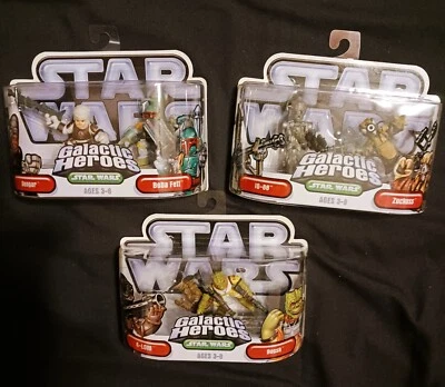 Lot 4 Star Wars GALACTIC HEROES Complete set of 6 Bounty Hunters Boba Fett IG-88 - Imagem 1 de 4