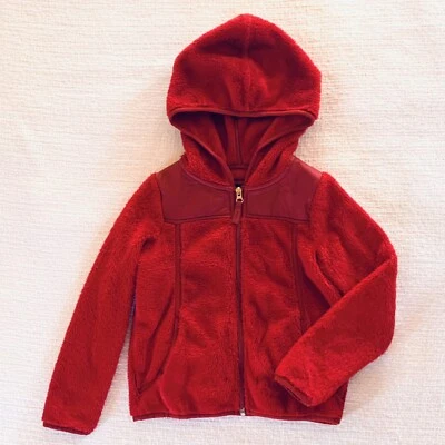 Gap Kids Size 6-7 Girl Fuzzy Zip-Up Hoodie Jacket Coat in Red - Image 1 of 4