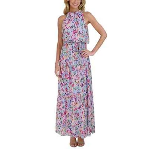 Julia Jordan Damen-Maxikleid mehrfarbiger Druck Mock Ausschnitt Neu mit Etikett - Größe 8 - Bild 1 von 7