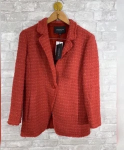 Gr. 8 Lafayette 148 New York Safran Orange/Rot Gewebt Schurwolle Sakko Blazer - Bild 1 von 5