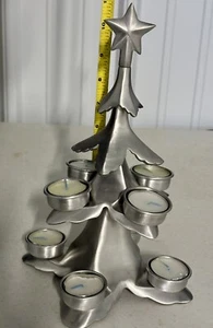 10" Silber Metall Weihnachtsbaum Kerzenhalter - Bild 1 von 5