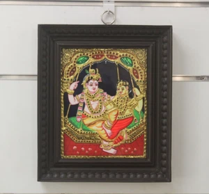 Radha Krishna Painting Wall Hanging Thanjavur Painting Hindu Home Decor Gift Art - Picture 1 of 4