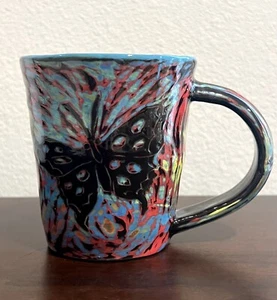 Studio Art Pottery Handcrafted Coffee Mug Cup Butterfly With Handle SIGNED - Picture 1 of 9