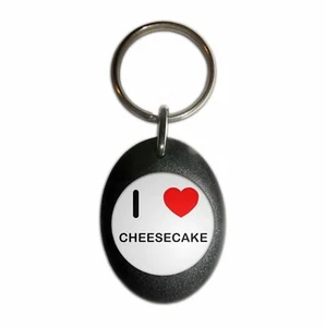 Cheese Cake I Love Heart Plastic Oval Key Ring (43mm x 32.5mm) - Picture 1 of 10