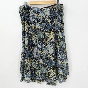Vintage 90s Notations Ditsy Floral Ruffle Fairy Grunge Midi Skirt XL Y2K - Picture 1 of 9