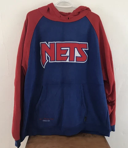 Vintage 1993 Reebok Hardwood Classics New Jersey Nets Sweater Hoodie Large Cover
