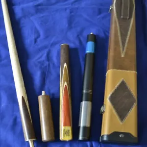Juego de tacos de billar de ceniza hechos a mano de 4 piezas con estuche de lujo y extensión telescópica - Imagen 1 de 5