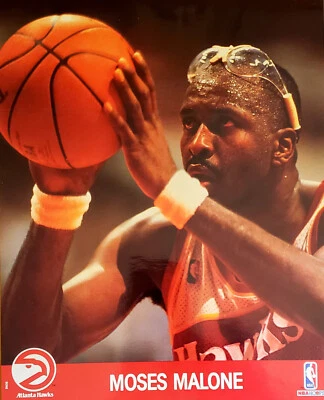 Moses Malone 1990 8x10 Glossy Color Action Photo Licensed Photograph #1120 - Image 1 of 2