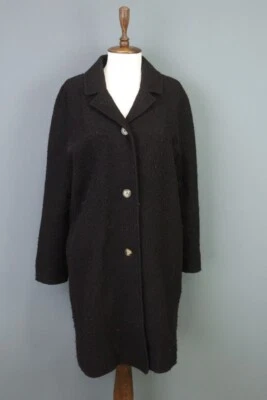 MAX MARA Black Linen Silk Lightweight Single Breasted Overcoat Coat Size USA 10 - Image 1 of 4