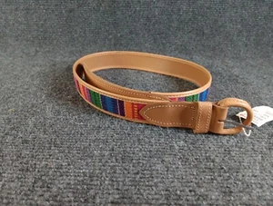 Vintage handgefertigter guatemaltekischer geflochtener Ledergürtel bunt Southwestern Größe SM 30" - Bild 1 von 8
