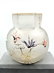 Art Nouveau Legras - Mont Joye Vetro Smerigliato Smaltato Iris Viola Bulbo Vaso 4" - Foto 1 di 11