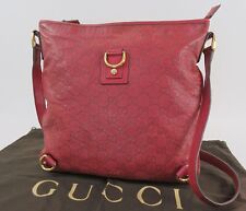 Authentic GUCCI Red GG Leather Abbey Line Shoulder Crossbody Bag Purse #56266