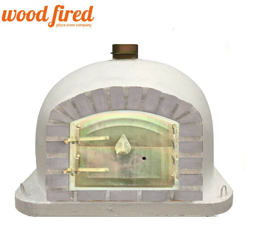 brick outdoor wood fired Pizza oven 100cm white Deluxe model grey brick,