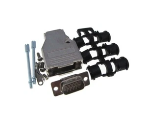 Connettore D-Sub DB15 maschio con due pezzi backshell cappe metallo VGA - Foto 1 di 1