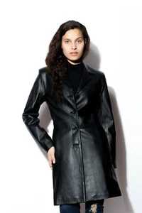 Genuine Leather Dress,Handmade Celebrity Lambskin Black Leather Dress, Plus Size - Picture 1 of 4
