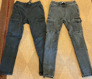 Pacsun Pantalone Cargo Uomo Taglia S Nero Slim Cinch Caviglie Elastico Vita Coppia - Foto 1 di 4