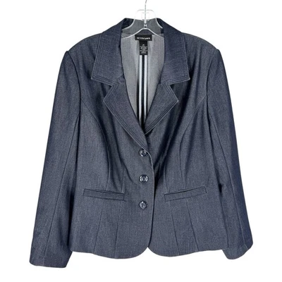 Blazer Lane Bryant Feminino Tamanho 20 Azul Jeans Estilo Elástico Jaqueta Profissional - Imagem 1 de 4