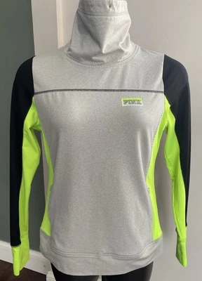 Pullover Pink Ultimate Victorias Secret Grande Cuello Alto Bolsillos Activos con Cremallera Foto 1 de 4