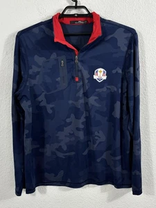 Team USA Ryder Cup Pullover Quarter Zip Mens XL Blue Camo Golf 2016 Long Sleeve - Picture 1 of 10