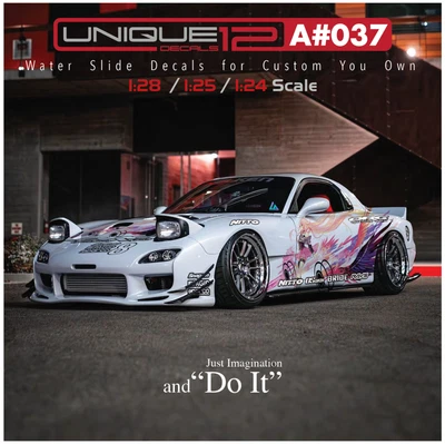 Anime Racing Water Slide Decal White Toner  1/24 - 1/28 RC Model Diecast  # A037 - Image 1 of 4