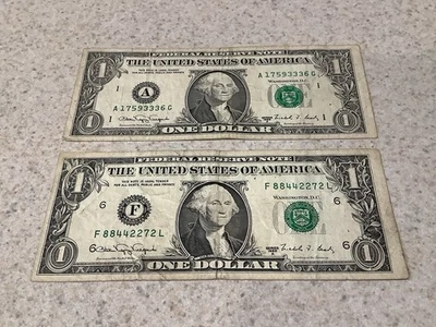 1988A $1 Web Note Federal Reserve Note - Lot Of 2 - Image 1 of 4