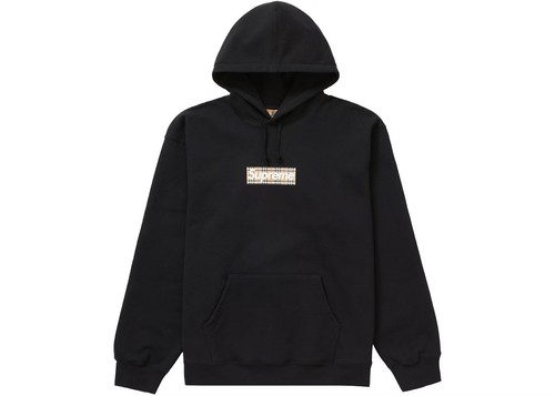 Felpa con cappuccio Supreme x Burberry Box logo nera SS22 nuova XL DSWT
