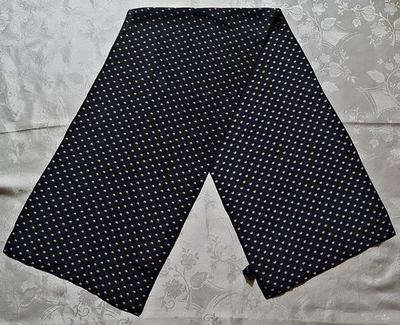 BUFANDA VINTAGE AUTÉNTICA ARTE GEOMÉTRICO CORONAS AZUL OSCURO BEIGE SEDA LARGA PARA HOMBRE Foto 1 de 3