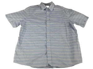 Camisa de hombre UNTUCKit grande azul algodón manga corta abotonada a rayas - Imagen 1 de 5