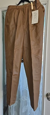 Pantalones de vestir de cuero chocolate con leche VAKKO de colección nuevos con etiquetas con bolsillos laterales Foto 1 de 4