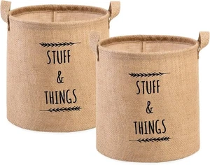 Ocean Home Textile 2er Set Natürlich Jute Aufbewahrungskorb mit Griff - Bild 1 von 7