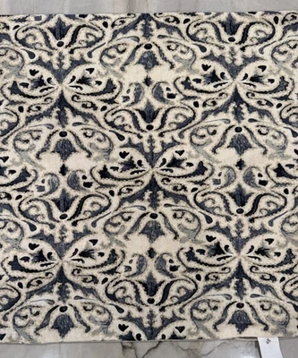 Pottery Barn Reilley Embroidered Pillow Cover Blue Beige Linen 22x22 - Image 1 of 4