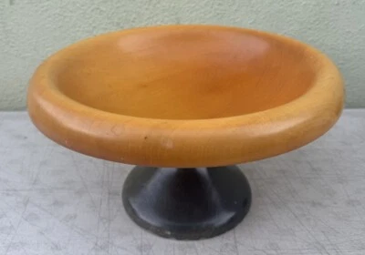 Tigela de madeira Manzoni Pietro para Vietri mogno Itália Bergamo feita à mão 7"A x 13"D - Imagem 1 de 4