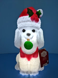 NEW Holiday Time 11" Poodle Dog LED Light Up Tabletop Christmas Blow Mold - Picture 1 of 7