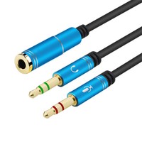 3.5mm Stereo Audio 2 Male to 1 Female Headphone Mic Y Splitter PC Cable Adapter