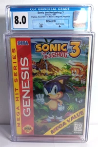 Sega Sonic The Hedgehog 3 Mega Hit Sellado Fliptop Calificado CGC 8.0 LTB A+ Sello - Imagen 1 de 4