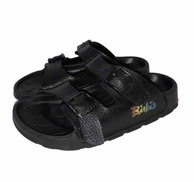 Sandalia Birki's Birkenstock negra con logotipo arco iris dos correas niños talla 31 jóvenes 13 Foto 1 de 4