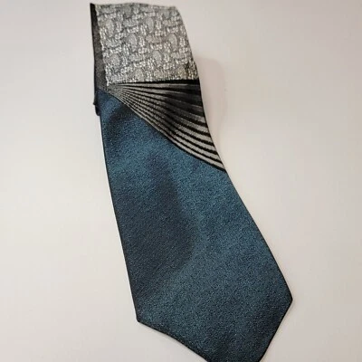 Gravata Vintage Avanti Original 100% Importada Verde/Cinza Rhodia 55" 3" - Imagem 1 de 4