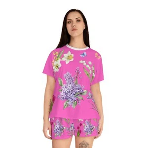 Blumen Damen Pyjama Set, süße Loungewear, Spring Vibes, Geschenk für Sie, kuschelig - Bild 1 von 6