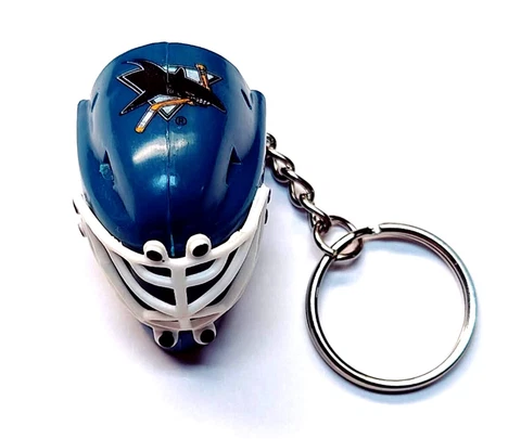 SAN JOSE SHARKS HOCKEY MINI TEAM GOALIE MASK KEYCHAIN 1.5" TALL NHL LICENSED Cover