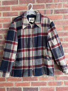 Vintage 1960s Woolrich Men’s Full Zip Fleece Lined Plaid Jacket XL - Picture 1 of 10