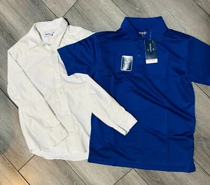 LOT 2 Izod Polo blue/Old Navy LS Shirt Boys Medium 10/12 Husky school Uniform - Picture 1 of 2