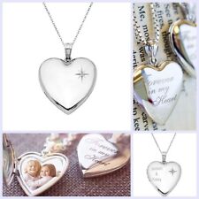 Sterling Silver Diamond Love Locket Picture Pendant Necklace Custom Personalized